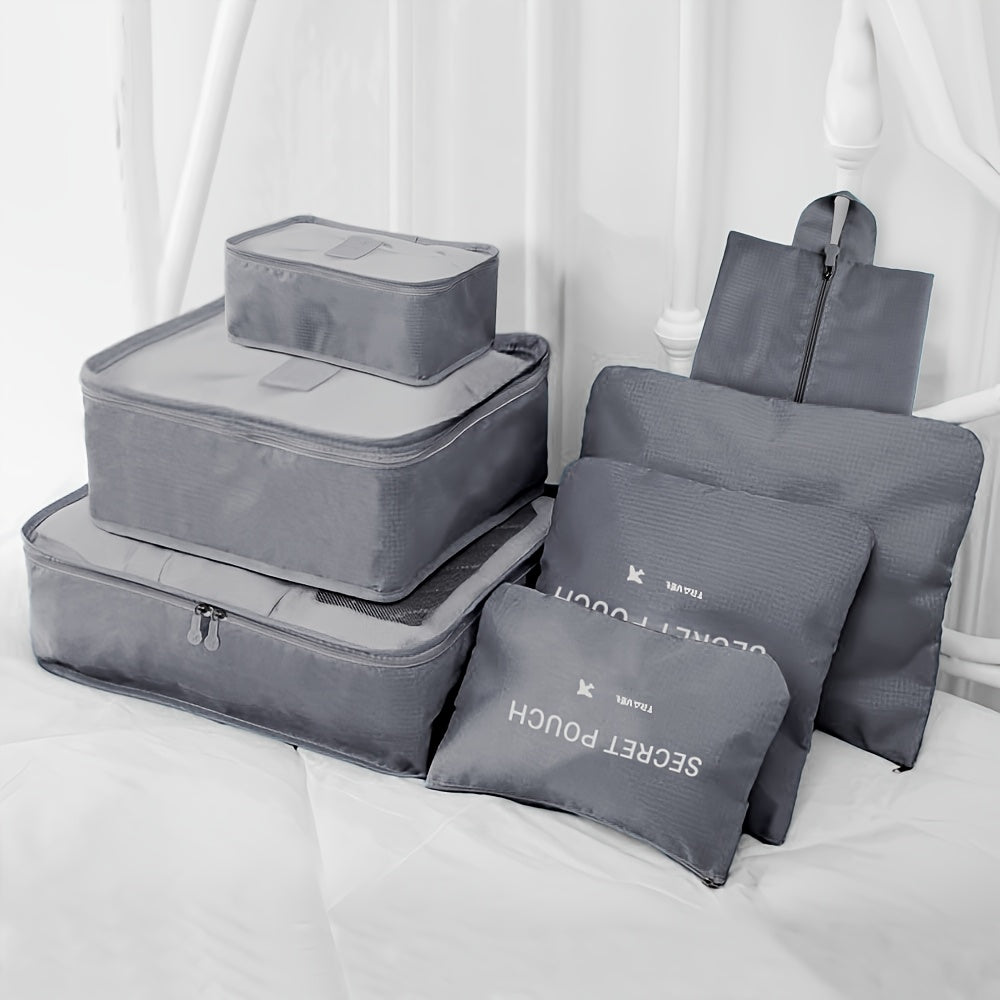 7-Piece Travel Organizer Set Oxford Cloth Zipper Closure Lightweight and Stain Resistant