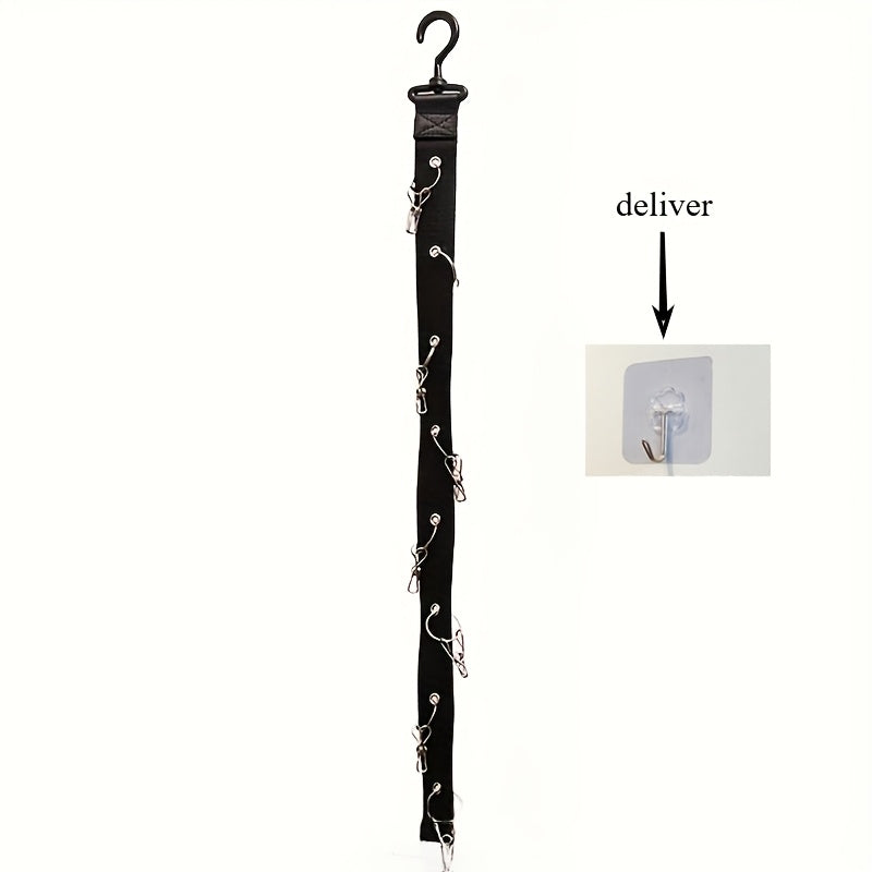 Стильная черная вешалка для шляп из нержавеющей стали с 8 зажимами — идеально подходит для бейсболок, не требует электропитания — настенное или дверное хранилище для дома и шкафа — экономит место