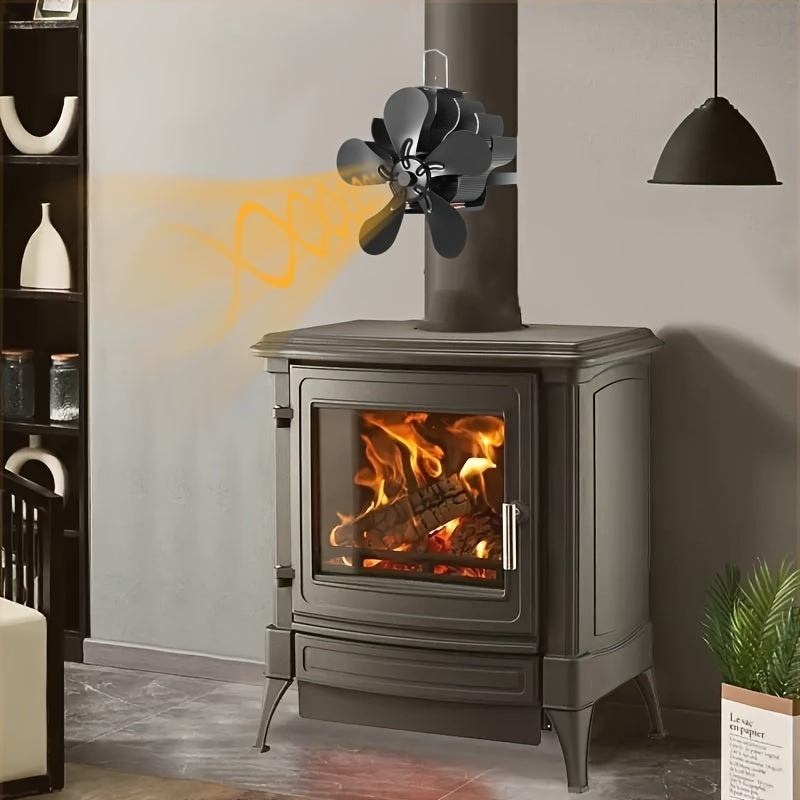 Wood Burning Stove Fan 5 Blades Aluminum High-Speed Polished Heat Circulation
