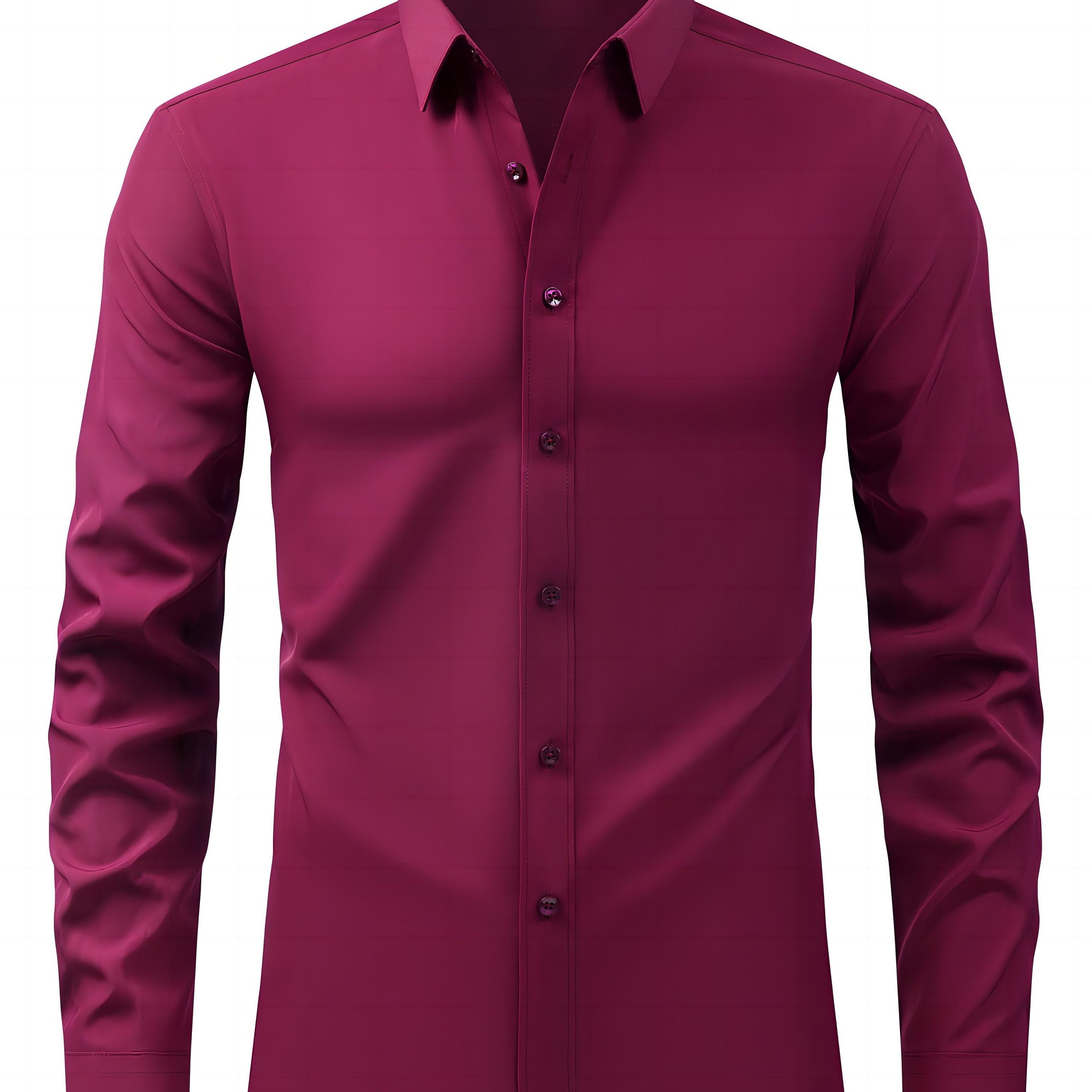 Men's Black Long Sleeve Shirt with Lapel Collar Polyester Stretch Regular Fit for Casual Business