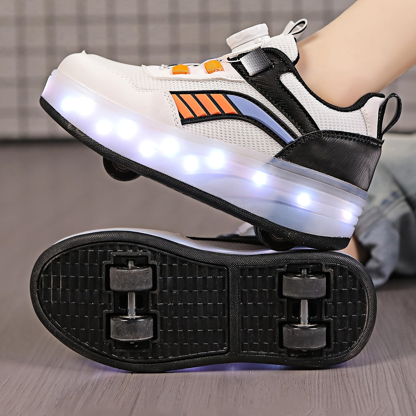 Kids' LED Flash Roller Skates for Boys and Girls, USB Rechargeable, Indoor Outdoor, All-Season