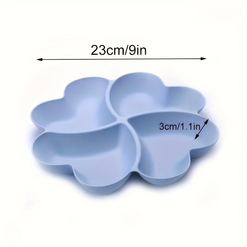 Heart-Shaped Plastic Party Snack Tray with 4 Compartments for Nuts Candy Fruit