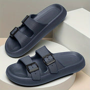 Men's Black EVA Slides with Buckle Non-Slip Casual Flat Sandals All-Season
