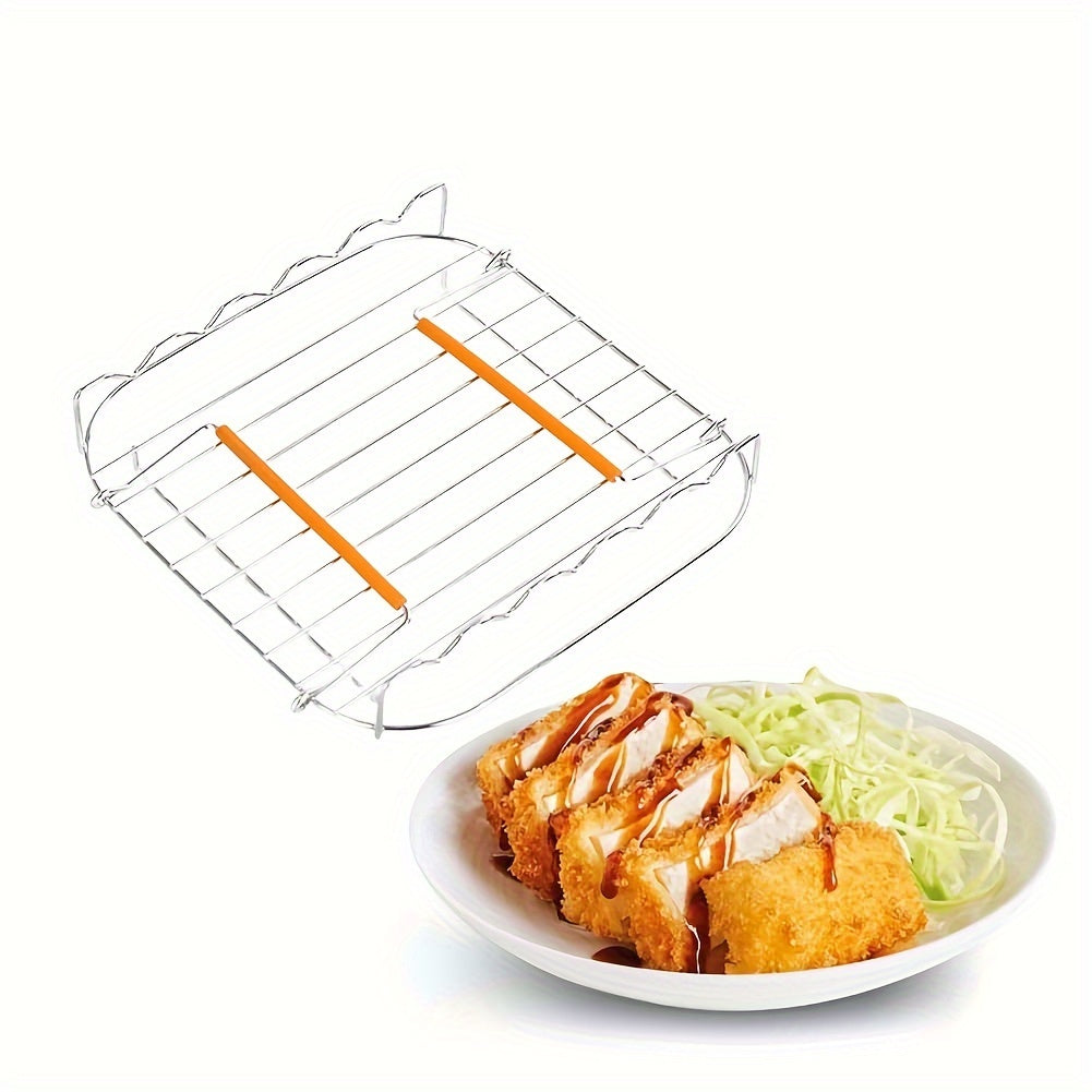 Stainless Steel Air Fryer Rack with 5 Skewers for Grilling Roasting and BBQ