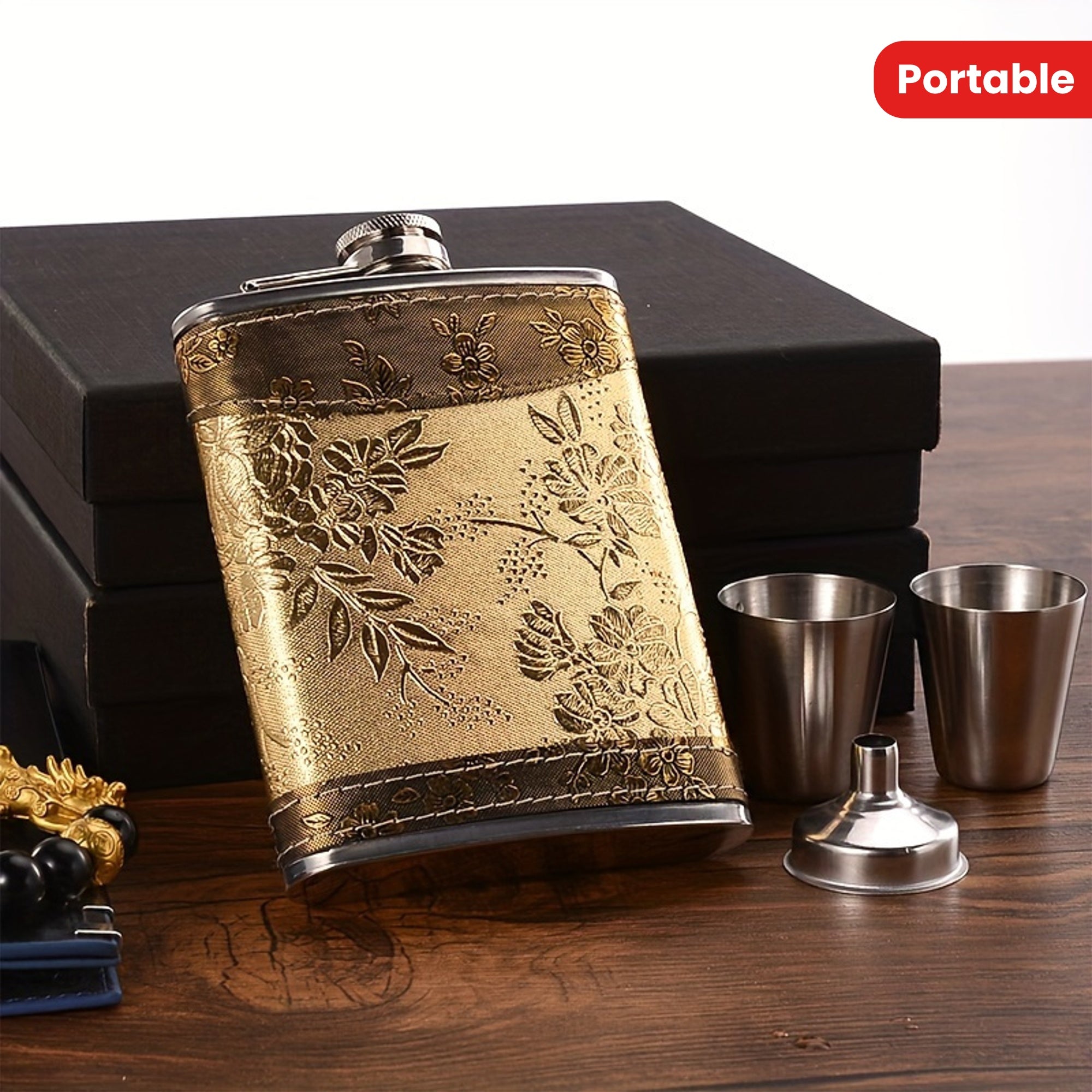 8oz Stainless Steel Flask Portable Durable Outdoor Gift for Men Women