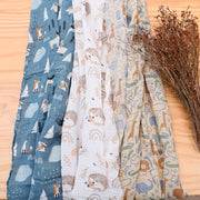 Set of Three Muslin Baby Swaddle Blankets 0-3 Years Cotton Breathable Reusable