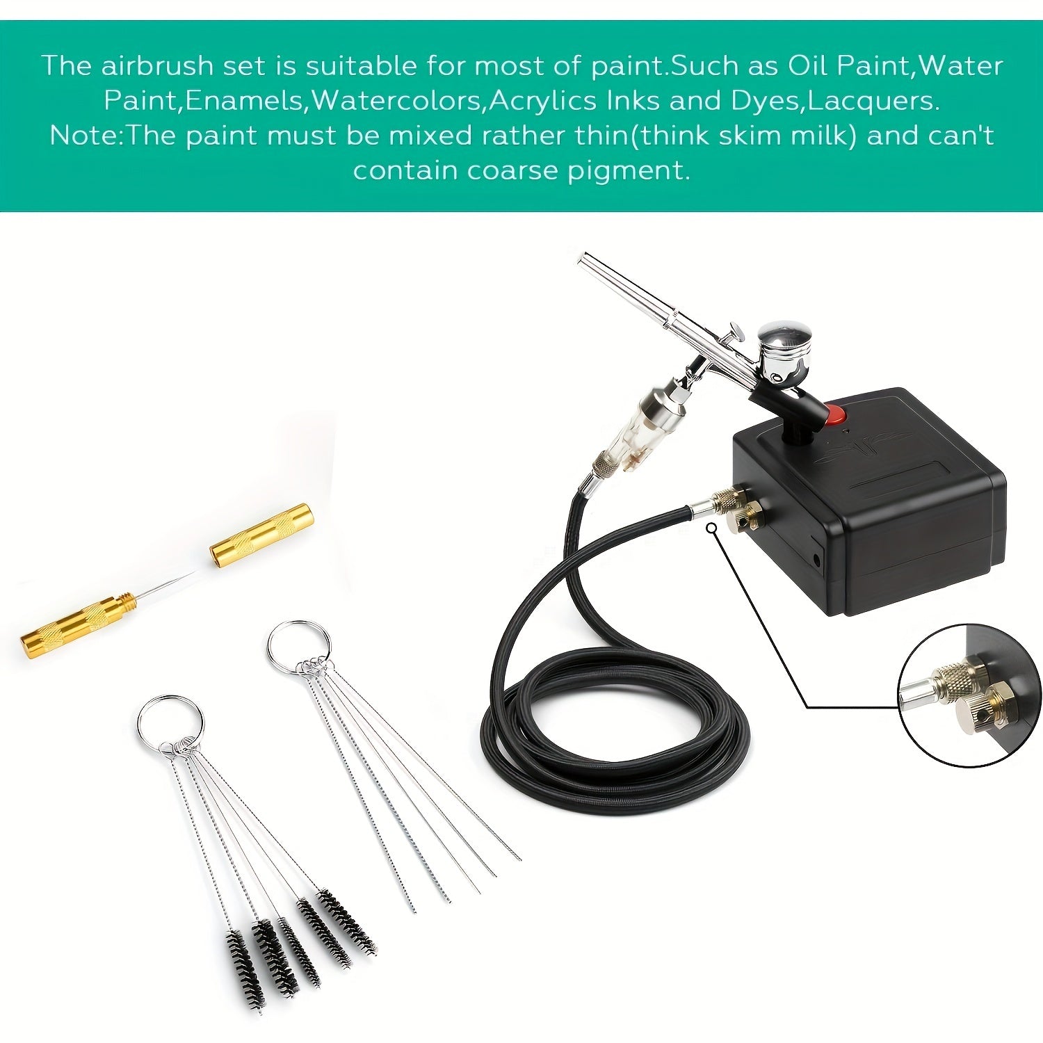 Portable Mini Airbrush Kit with Compressor Dual-Action Gravity Feed for Crafts Cake Decorating and Tattoo