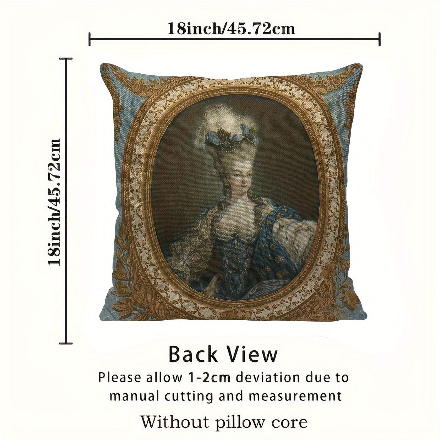 Funda de cojín decorativa con retrato de Marie Antoinette, poliéster, 45.72x45.72 cm