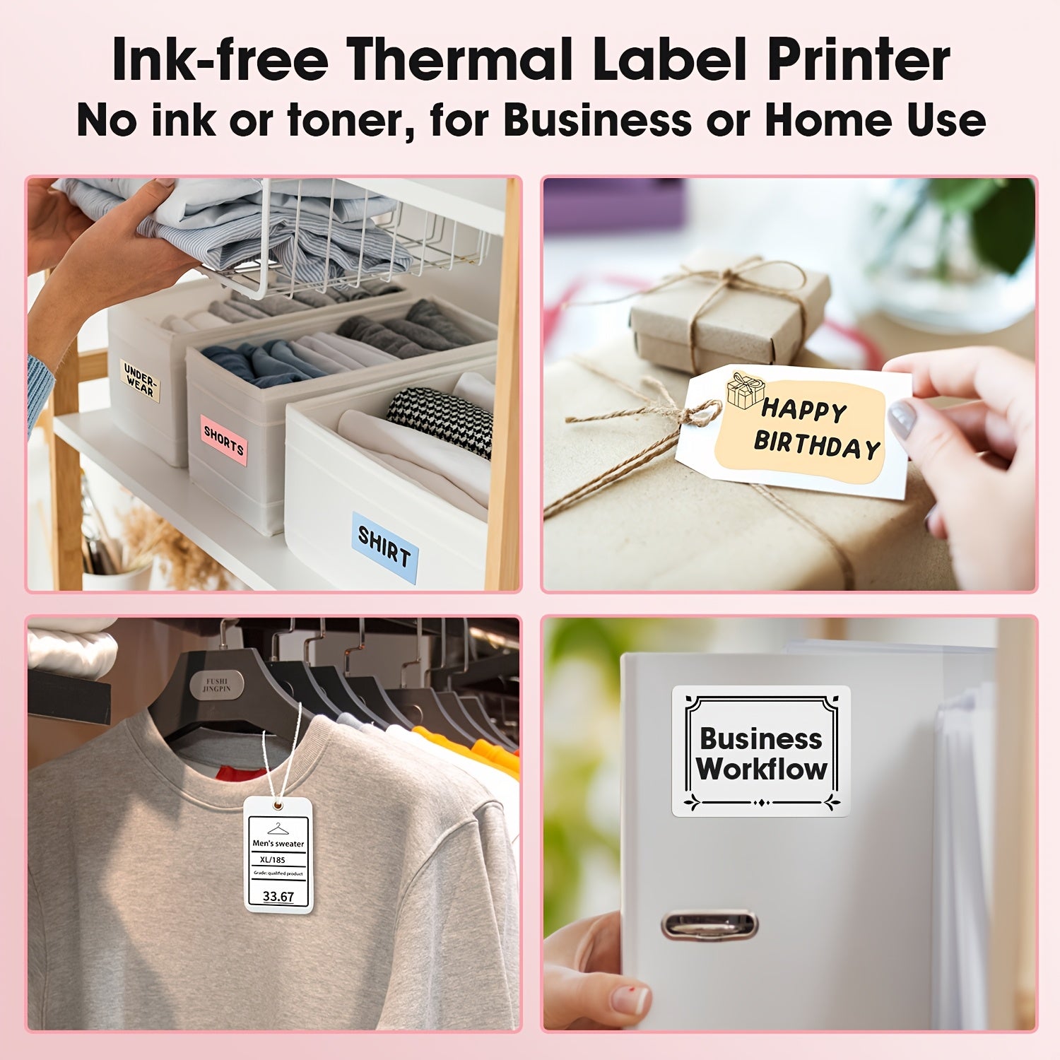 Portable Thermal Label Printer Wireless USB Rechargeable for Address Product and DIY Stickers