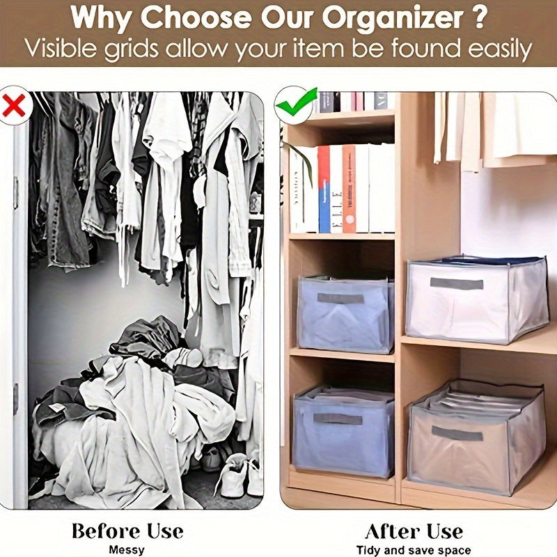 Lightweight Storage Box with Grids for Underwear Socks and Jeans Nylon Solid