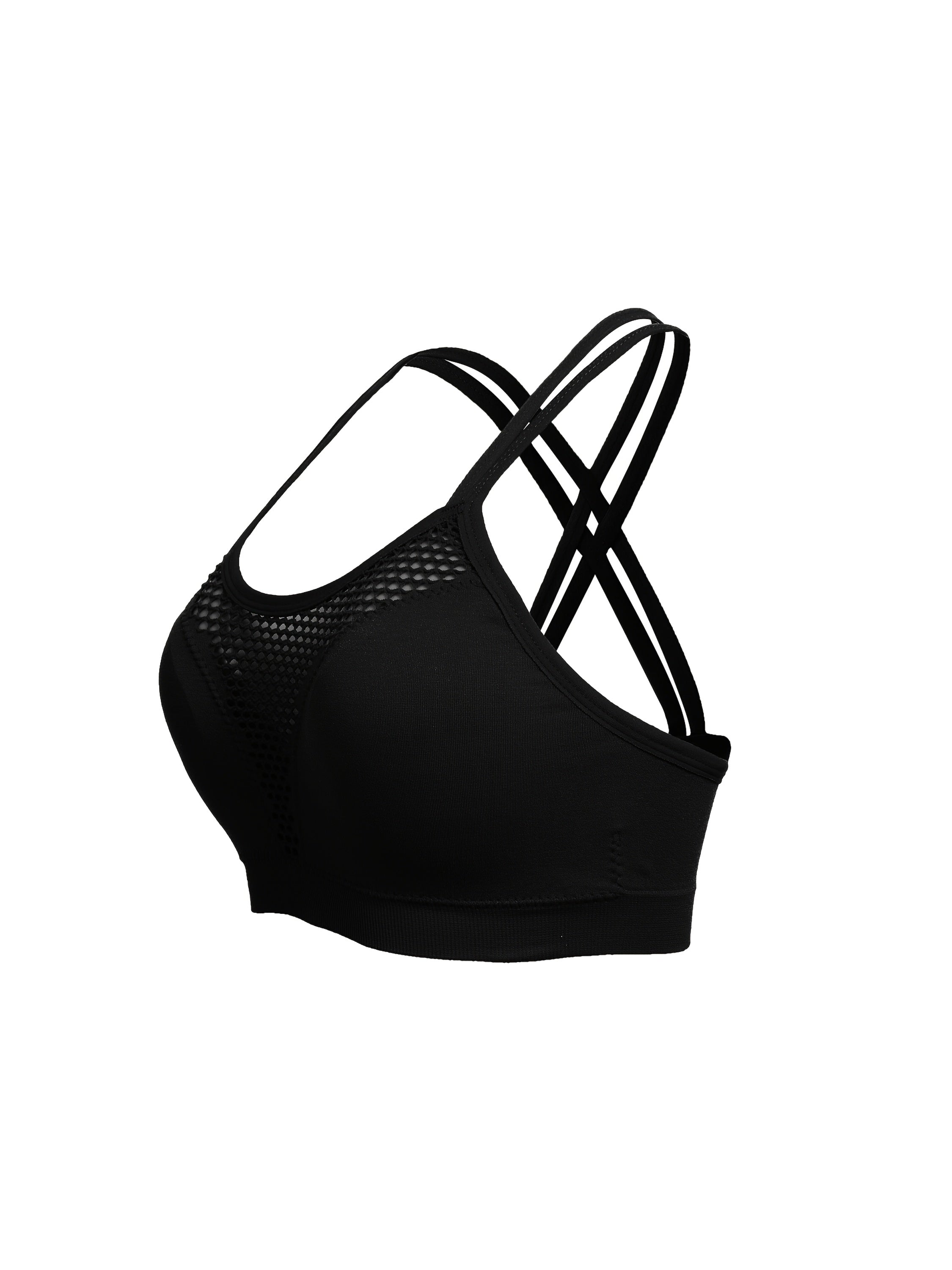 Women's Plus Size Cross-Back Sports Bra with Breathable Mesh Yoga Workout Top