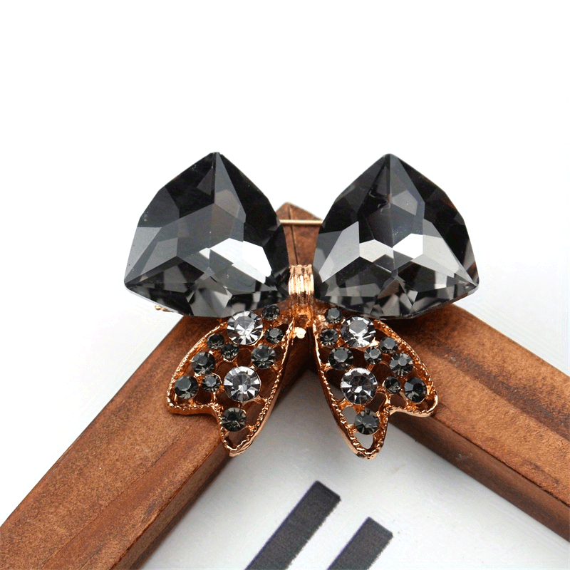 Crystal Bow Brooch for Women Elegant Jewelry Pin Corsage Accessory