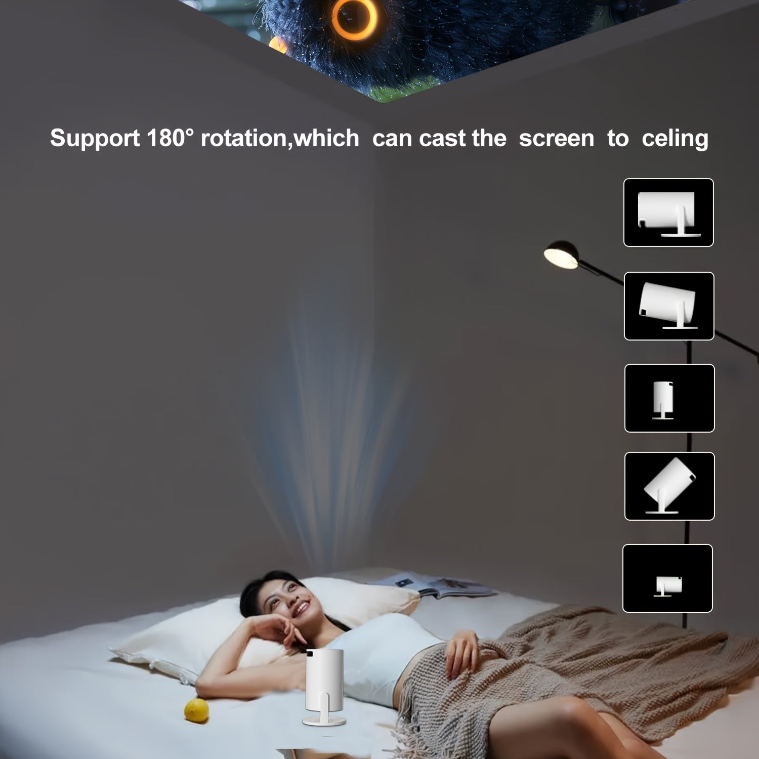 Compact 4K HD Mini Projector for Home Cinema and Streaming