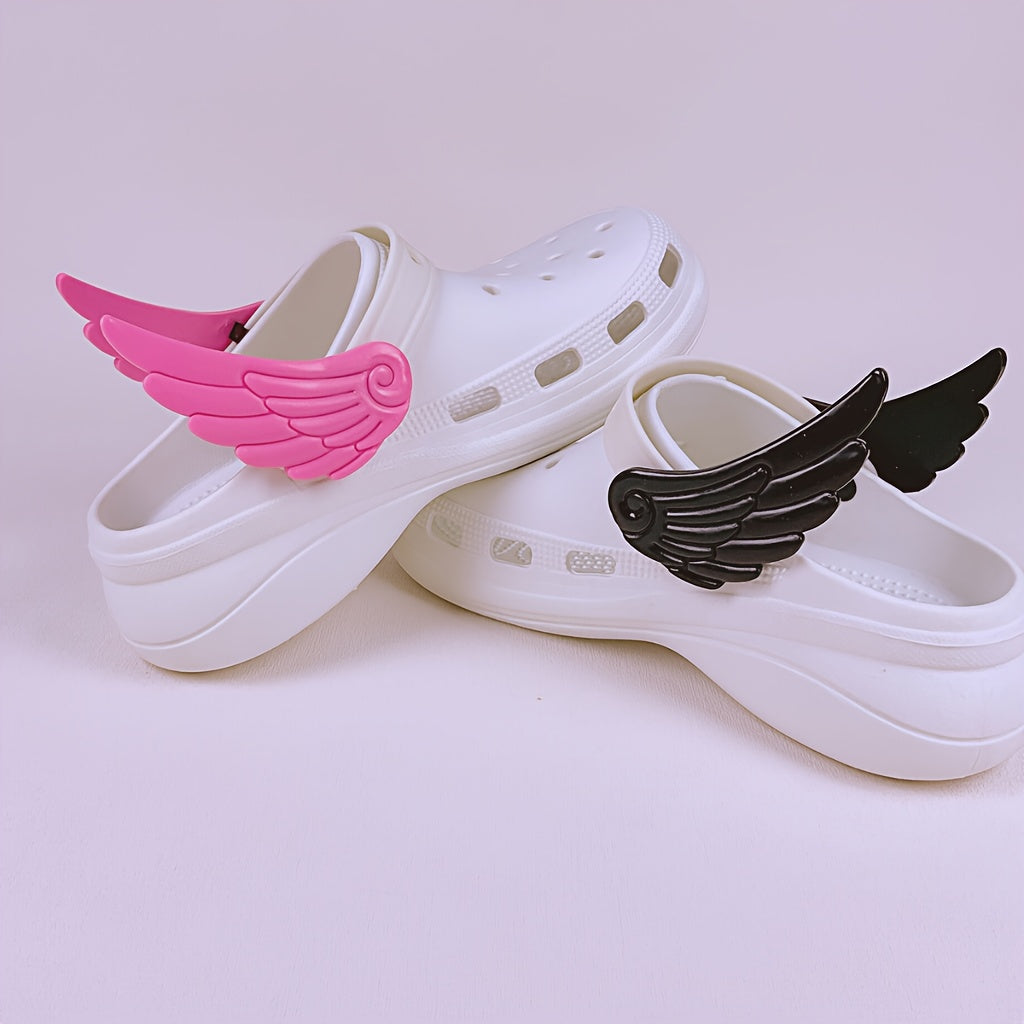 Unisex Shoe Charms Angel Wings PVC Removable Heel Decorations Fits Up to 2cm