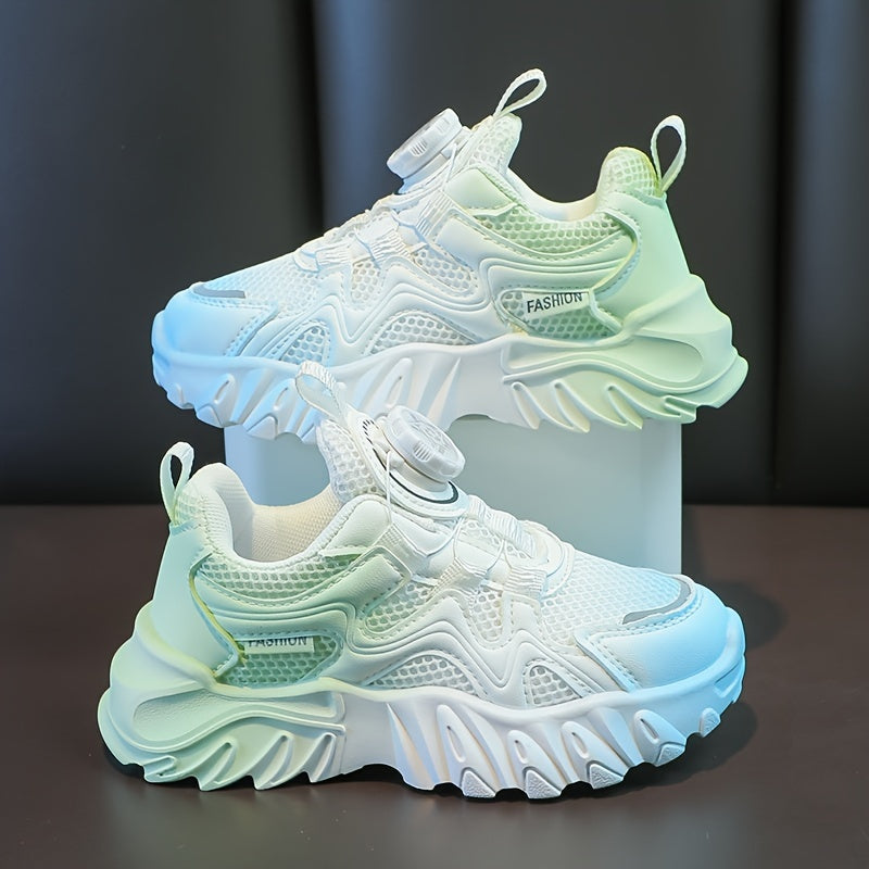 Girls' Gradient Sports Shoes with Easy Twist Buckle Breathable Mesh Non-Slip Rubber Sole for Spring Summer Fall