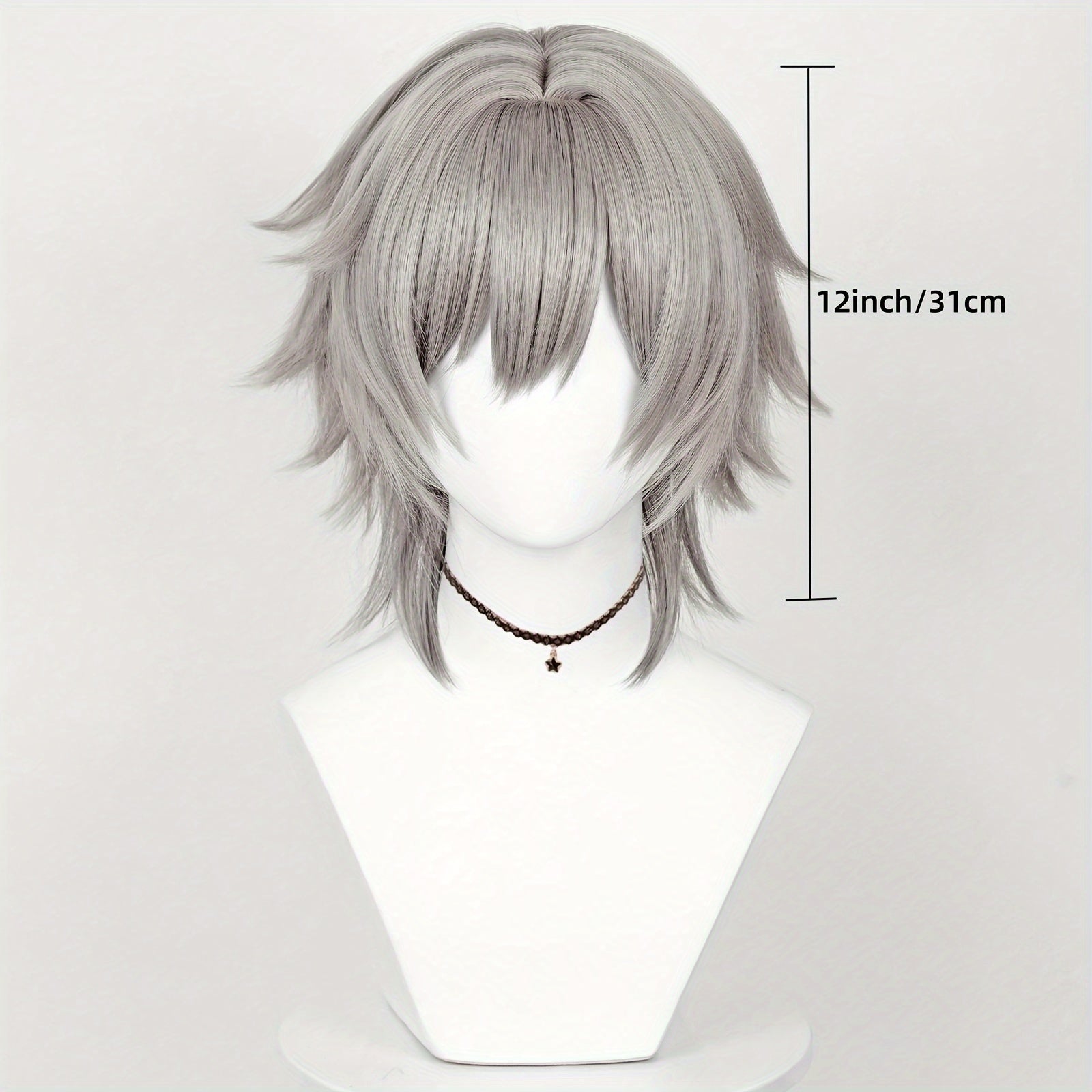 Gray Cosplay Wig with Bangs for Parties and Special Occasions