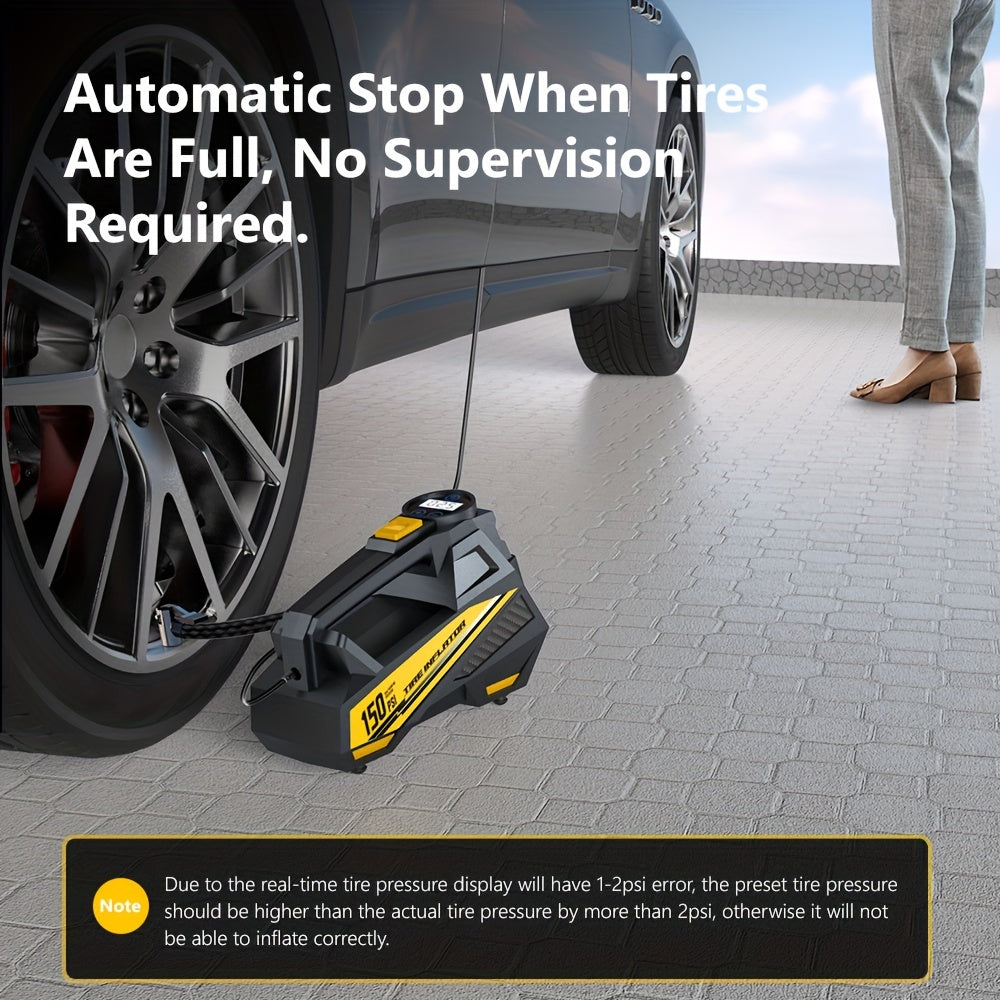 Portable Digital Tire Inflator Air Compressor Pump with LED Light 150 PSI