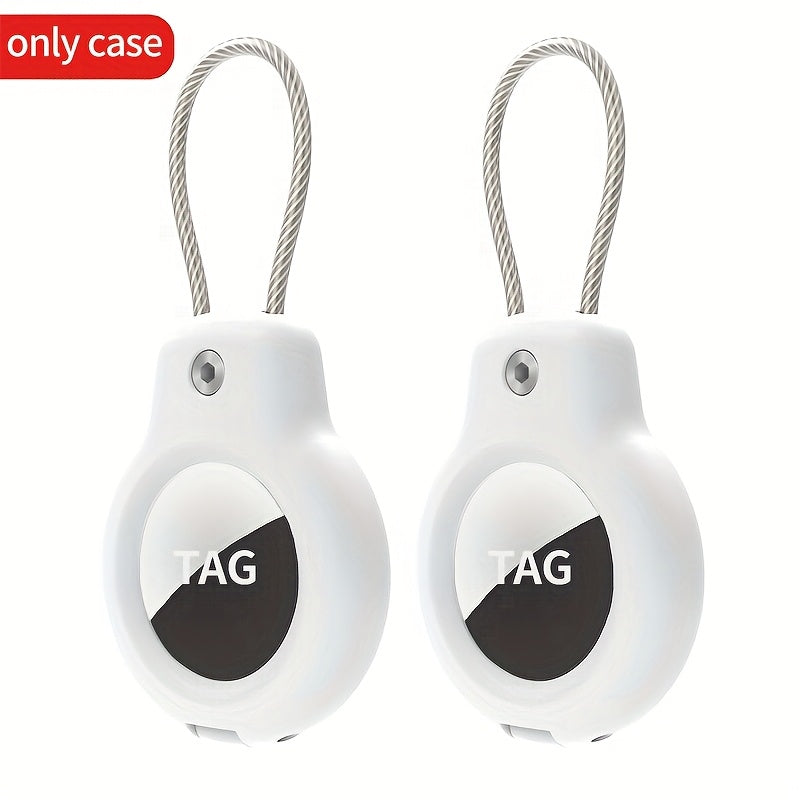 2 piezas de fundas protectoras de acero inoxidable para AirTag, llavero antirrobo, etiqueta de equipaje