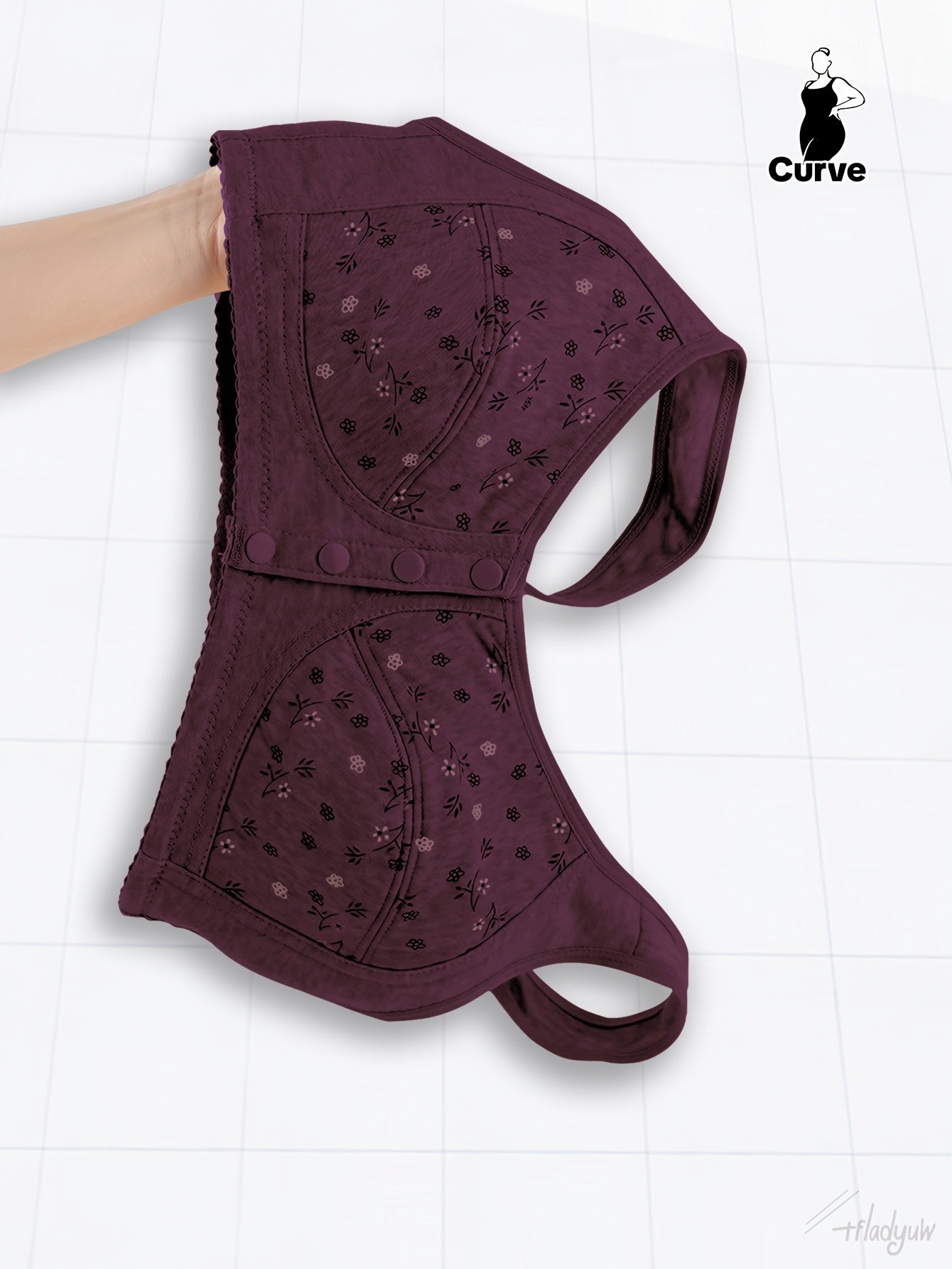 Plus Size Printed Front Button Sports Bra for Women Yoga Exercise Wear