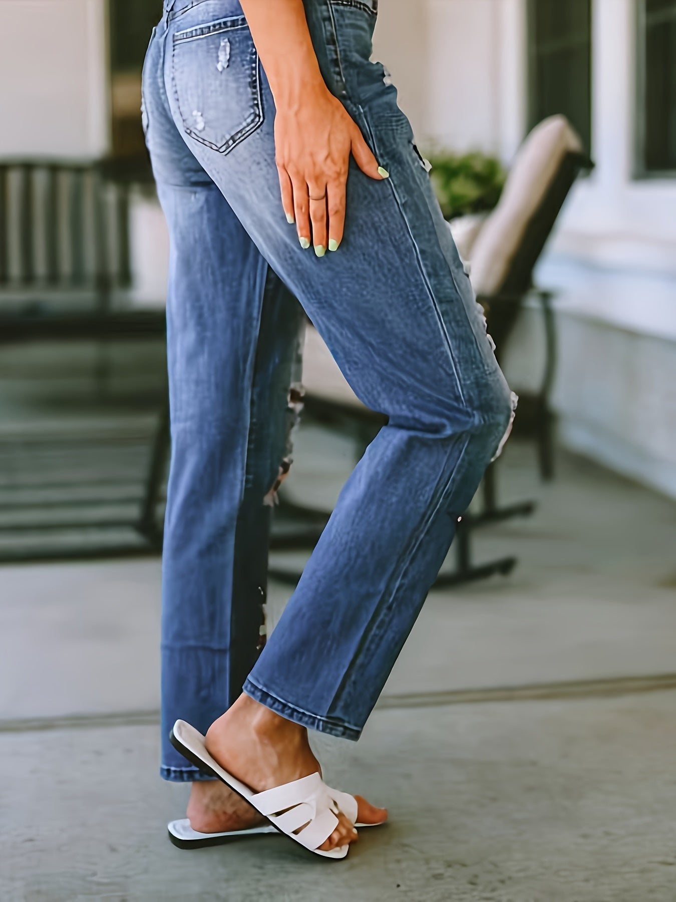 Plus Size Floral Patchwork High-Waisted Skinny Jeans High Rise Denim