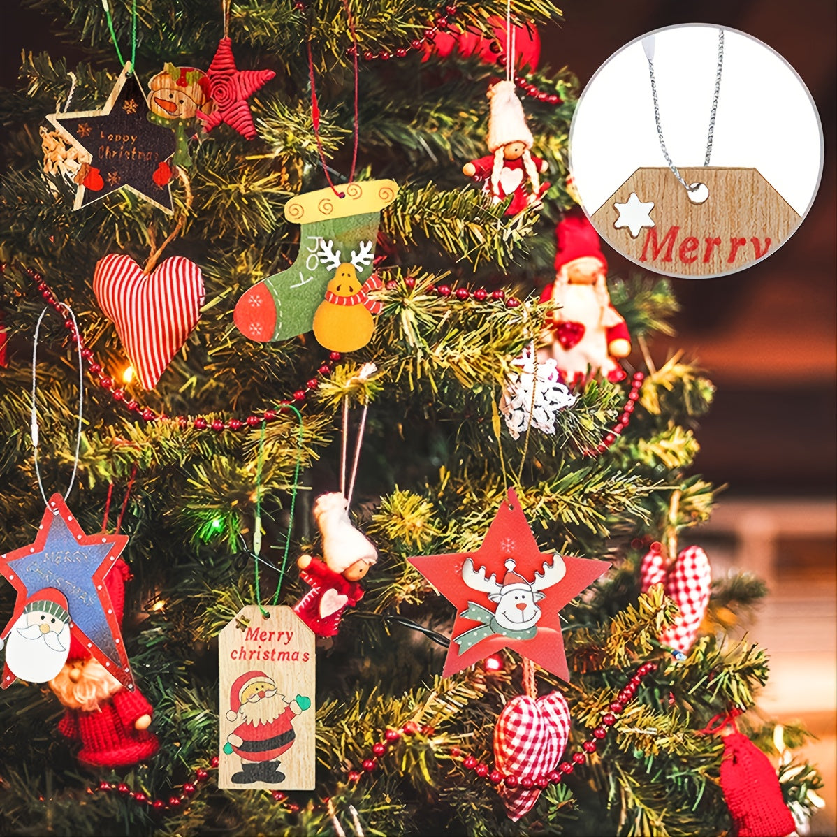 Gold and Silver Thread Hanging Tags for Christmas Decorations Bullet Shape 20cm