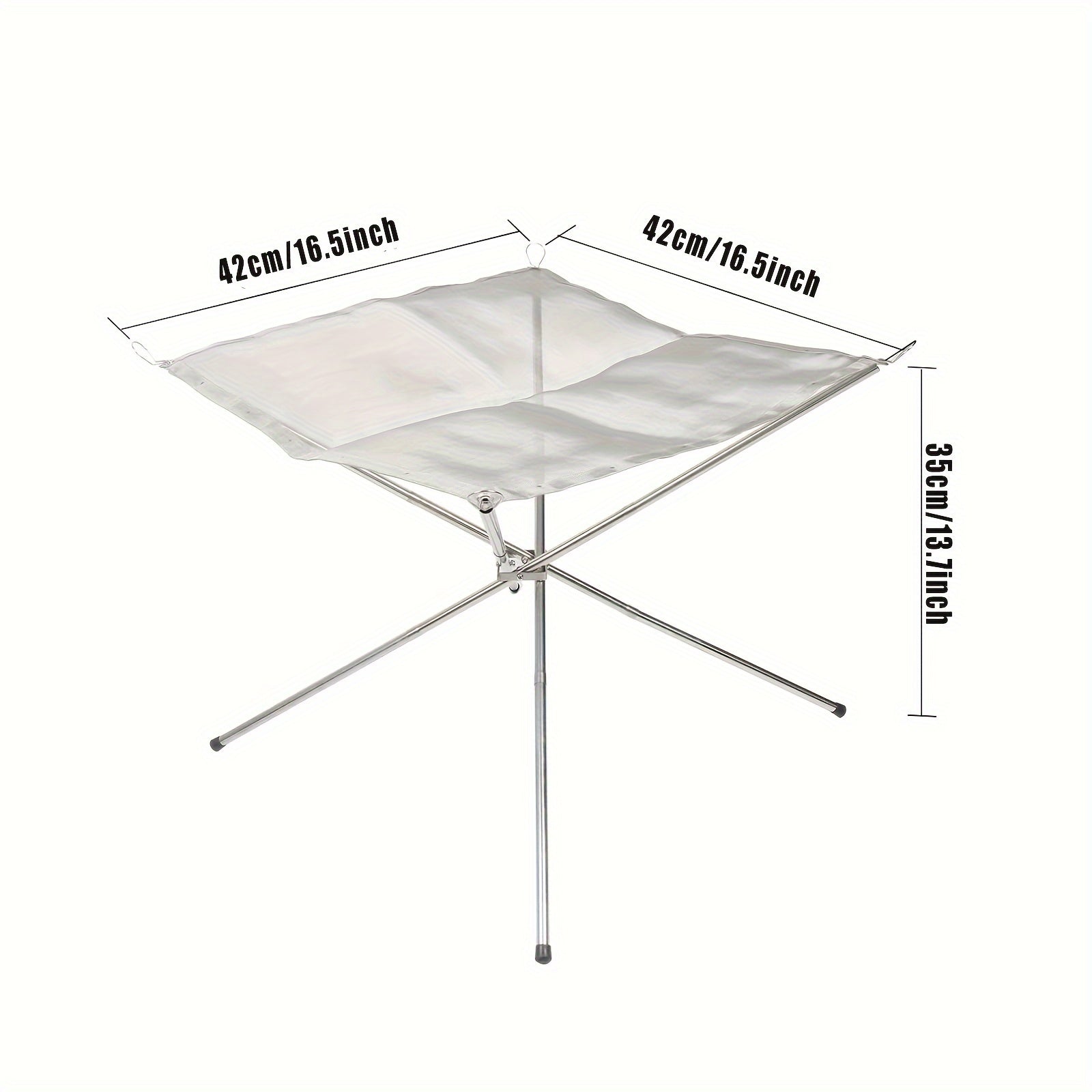 Portable Stainless Steel Campfire Grill with Collapsible Fire Stand and Log Carrier
