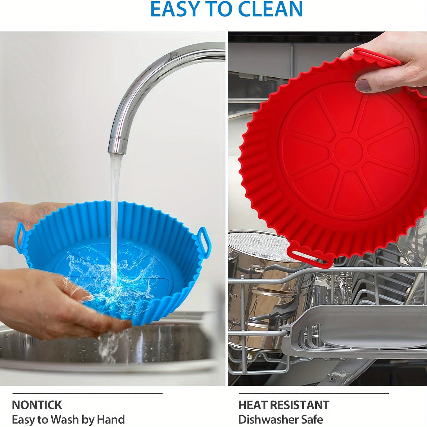 Silicone Air Fryer Roasting Pans Set of 6 Non-Stick Heat-Resistant Baking Trays