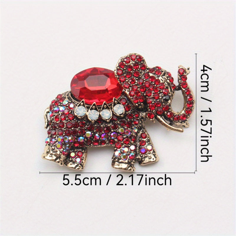 Elephant Brooch Rhinestones Enamel Crystal Jewelry for Women Gift
