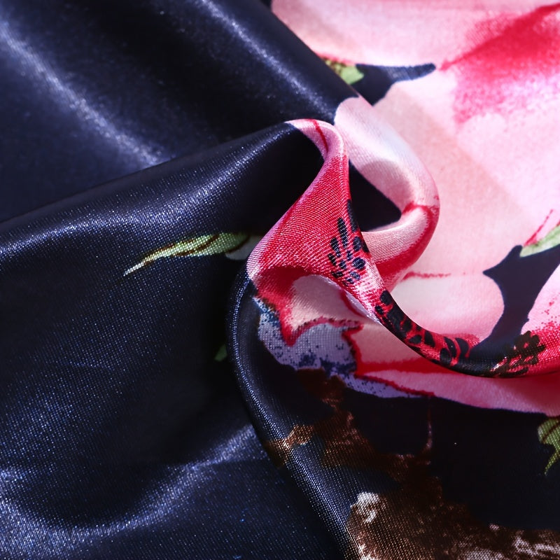 Pink and Green Polyester Woven Headband with Printed Silk Design