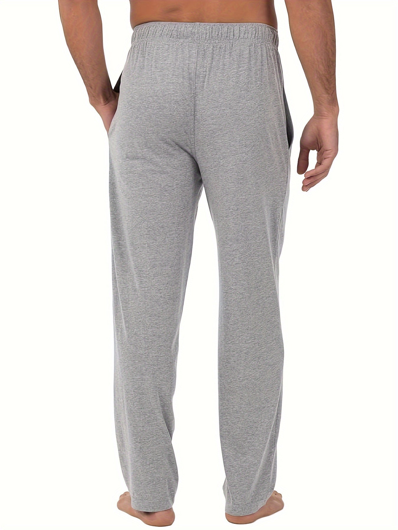 Men's Solid Cotton Blend Pajama Pants with Pockets Casual All-Season