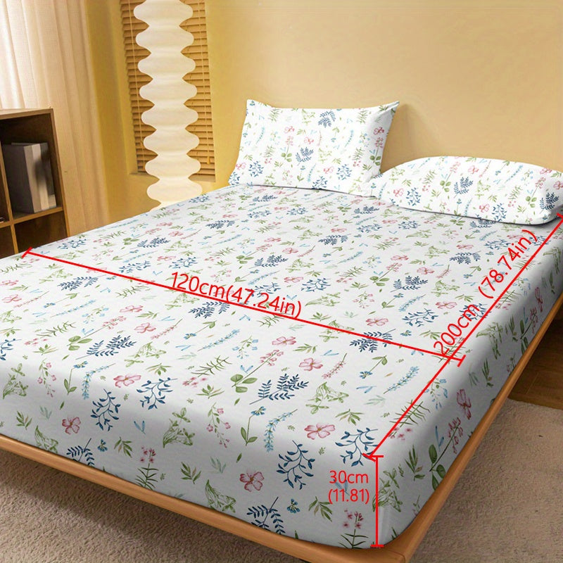 Ditsy Floral Fitted Sheet for Single Bed with Deep Pockets and Soft Fabric