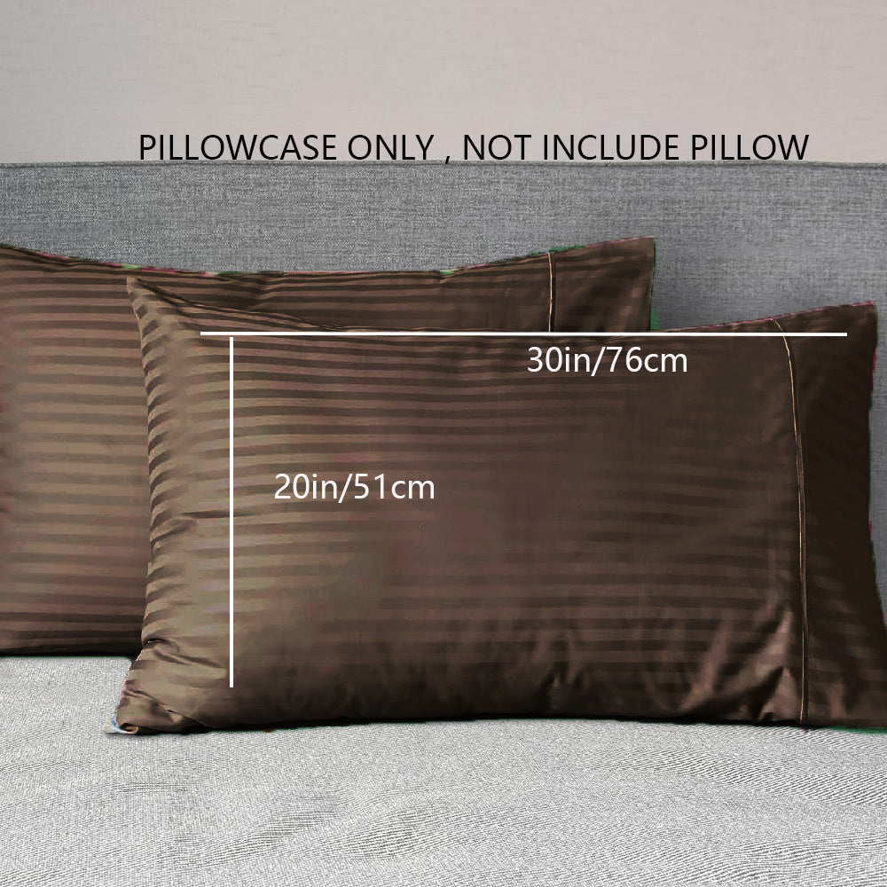 Striped Pillowcases Soft Breathable Woven Polyester Machine Washable Lightweight 90gsm