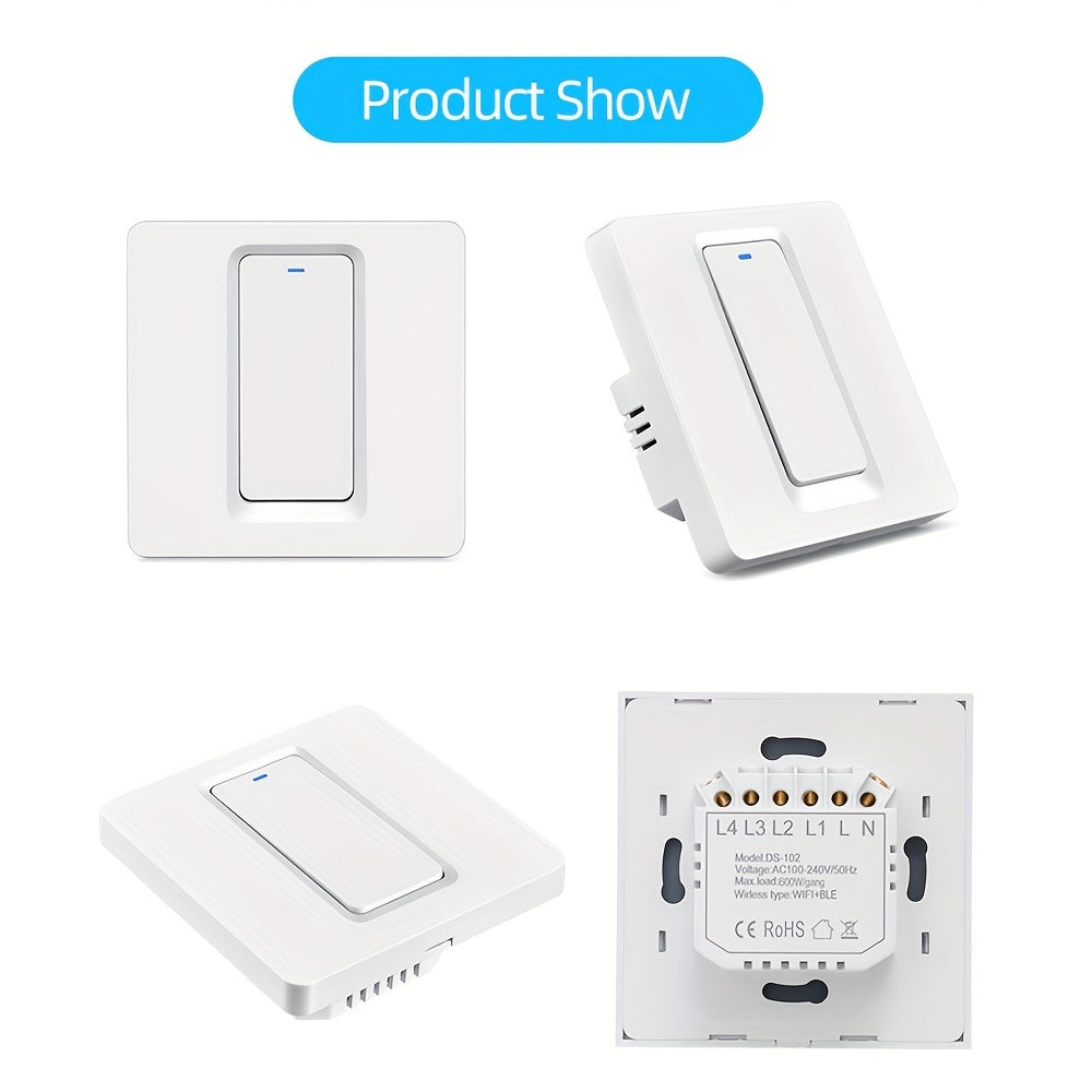 WiFi Smart Light Switch Single Pole App Voice Control Neutral Wire Required