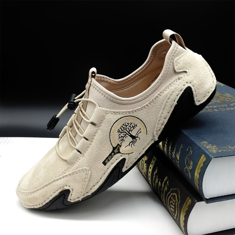 Lightweight Men's Casual Business Shoes Rubber Sole Slip-On Round Toe Solid Color for Party