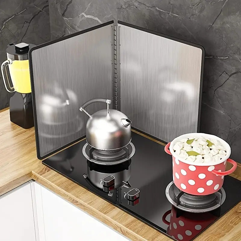 Stainless Steel Foldable Kitchen Splash Guard for Stove Top Protection with High-Temperature Oil Net