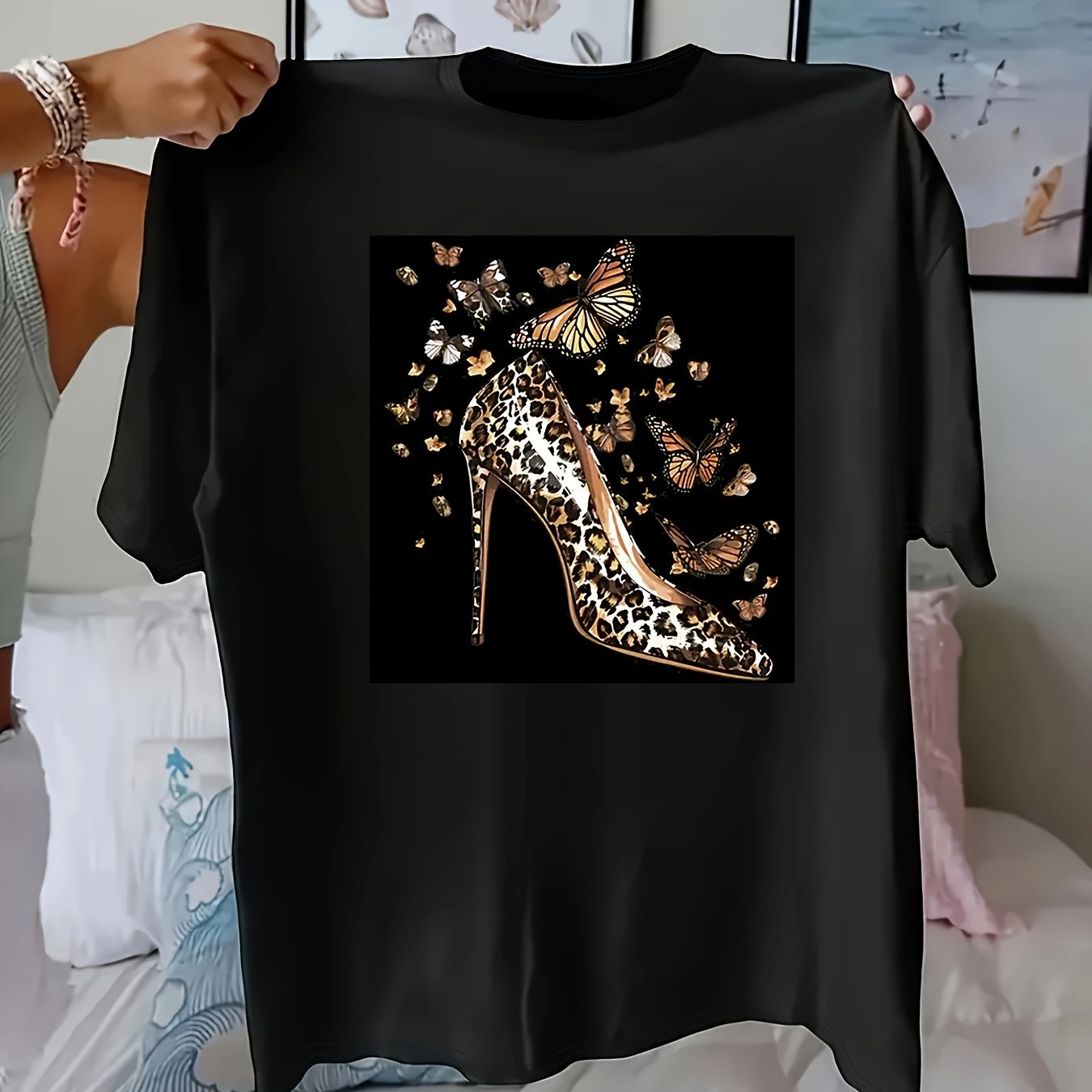 Women's Leopard Print T-Shirt Short Sleeve Casual All-Season Comfort