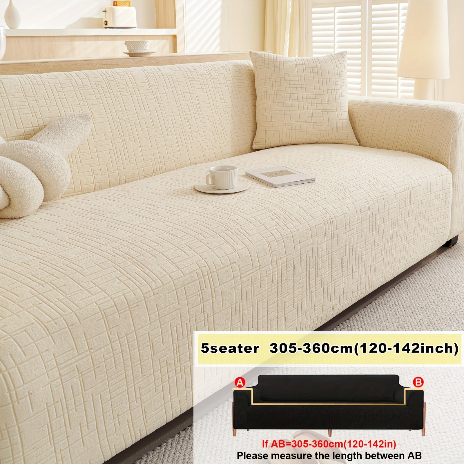 Эластичный чехол для дивана из полар-флиса. Дизайн с T-образной подушкой, можно стирать в машине. Чехол для дивана подходит для кресел и секционных диванов на 4 места. Однотонный стиль, без печати.