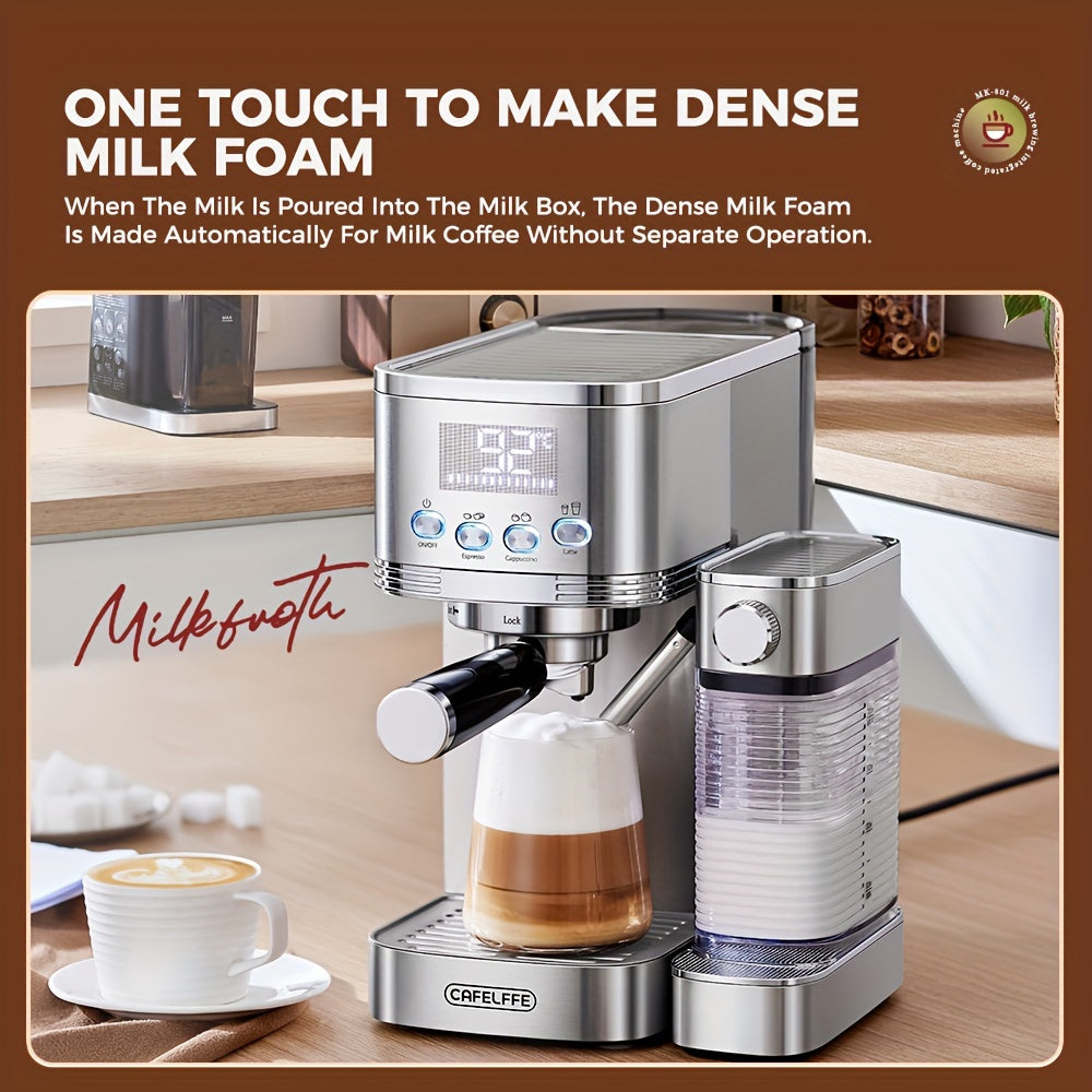 Automatic Espresso Machine with Milk Frother 20 Bar Stainless Steel 1.3L