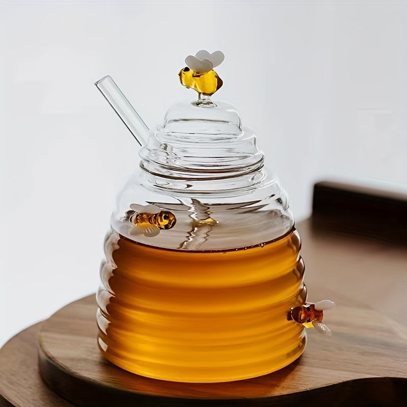 Animal-Themed Glass Honey Jar with Lid for Kitchen and Dining