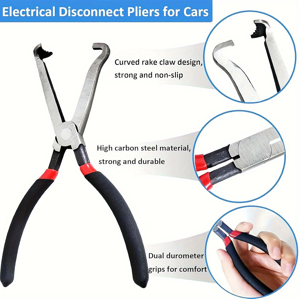 Automotive Electrical Disconnect Pliers Durable Steel Black Red Handles