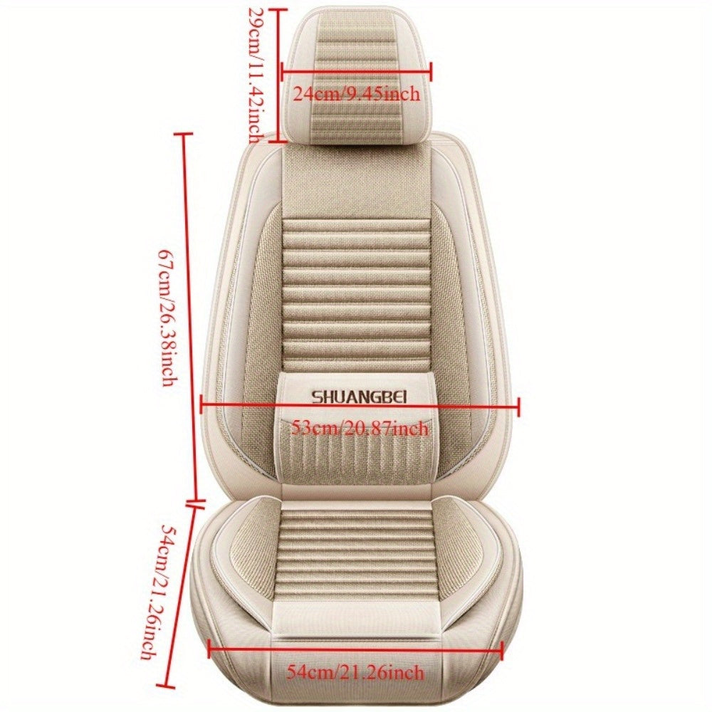 Универсальный чехол на сиденье автомобиля из льна для полного покрытия, четырех сезонов, с поддержкой поясницы