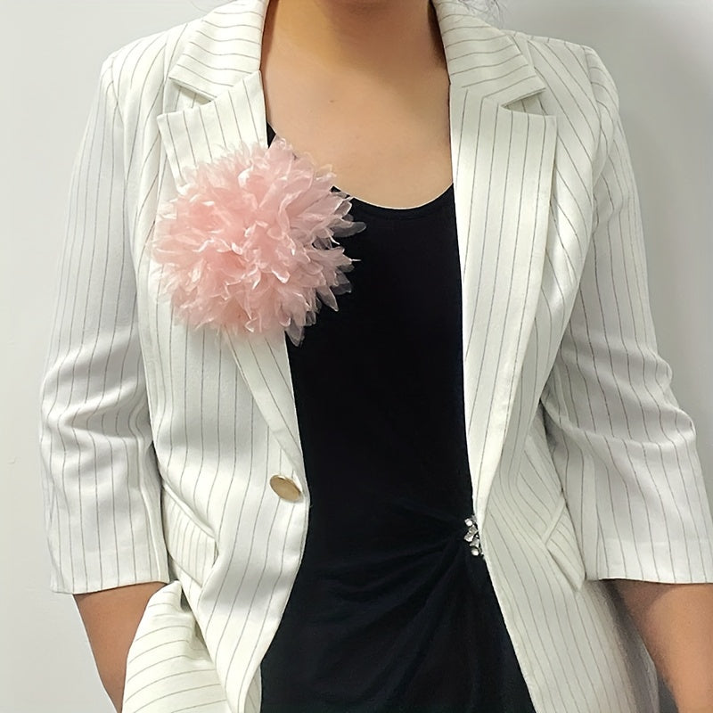 Large Handmade Floral Brooch Pin for Women Fabric Lapel Accessory for Jackets and Dresses
