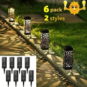 Juego de 6 luces solares para caminos, jardín, césped, exteriores, a prueba de agua, iluminación LED para paisajes