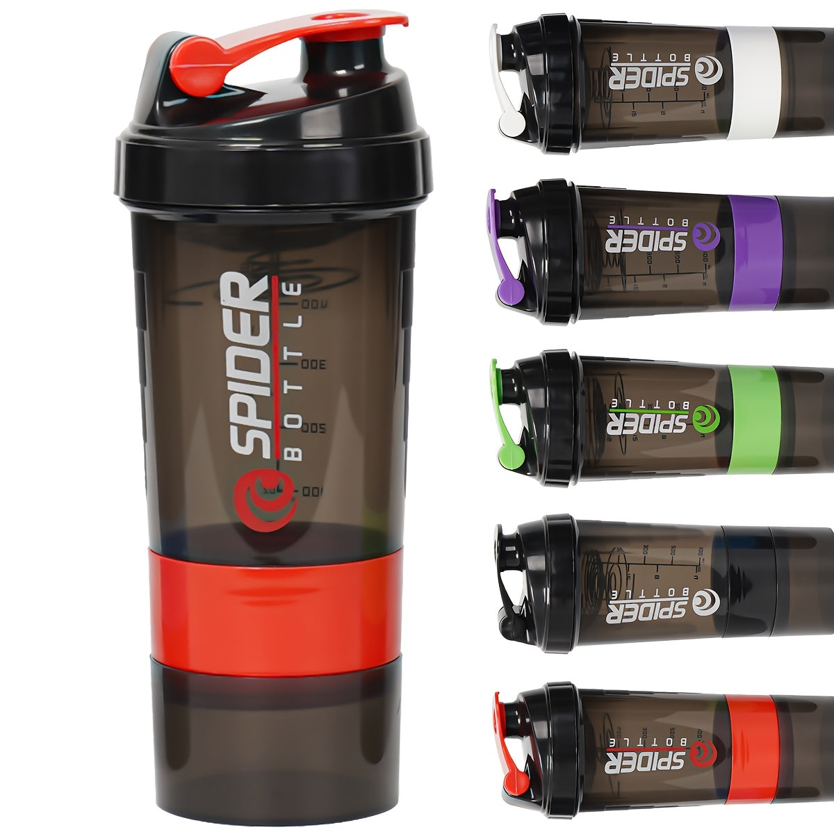 500ml Protein Shaker Bottle with Layered Storage Leak-Proof Mixing Ball for Gym and Outdoor Activities
