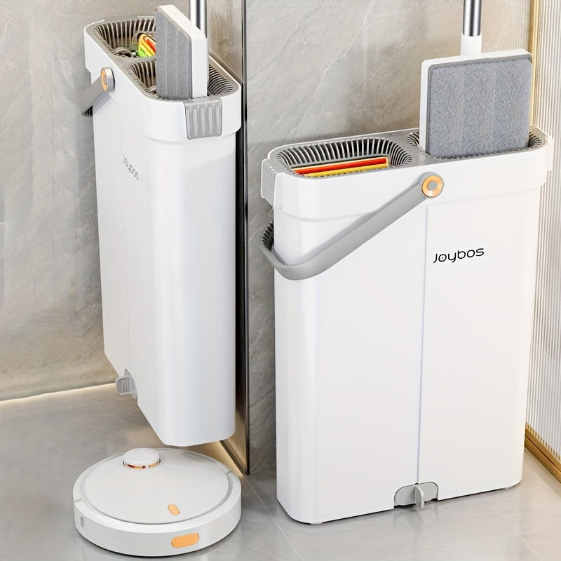 Conjunto de mopa plana y cubo con 2 paños, cabeza giratoria, uso en húmedo y seco