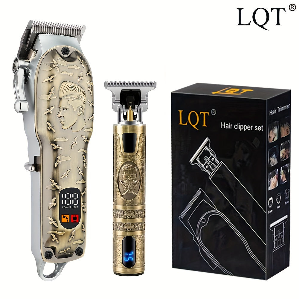 Professional Hair Clippers and Trimmer Set for Men USB Rechargeable 2000mAh Lithium Battery Low Noise Cordless Sharp Blades Digital Display Powerful Motor