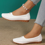 Women's Slip-On Loafers with Metallic Studs, Buckle, Anti-Slip Sole