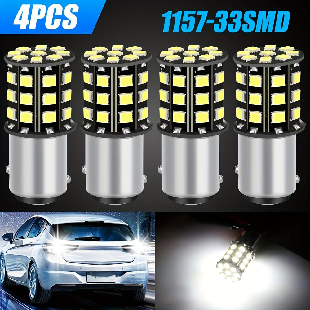 4 Pack White LED Car Light Bulbs 1157 33-SMD for Car Truck SUV and Pickup