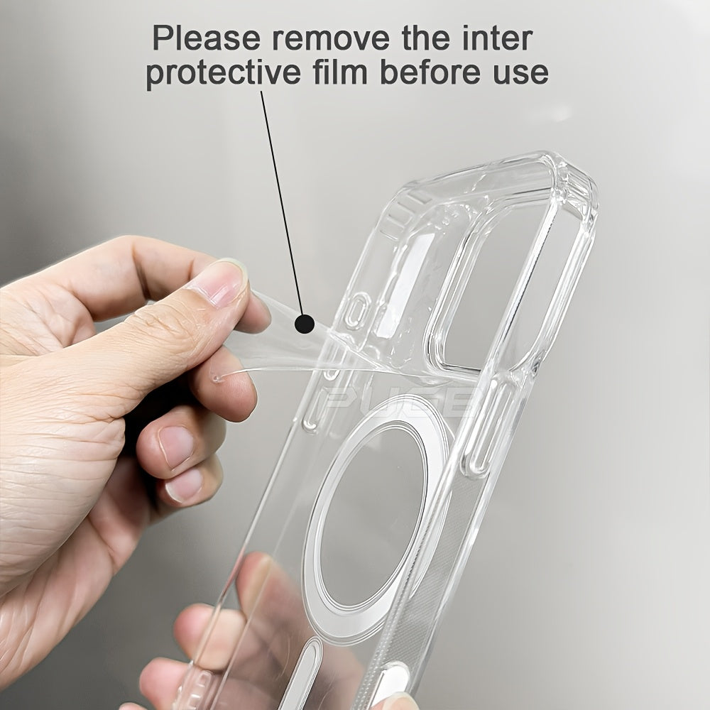 Luxury Clear Acrylic Wireless Charging Phone Case for iPhone 16 Pro Max