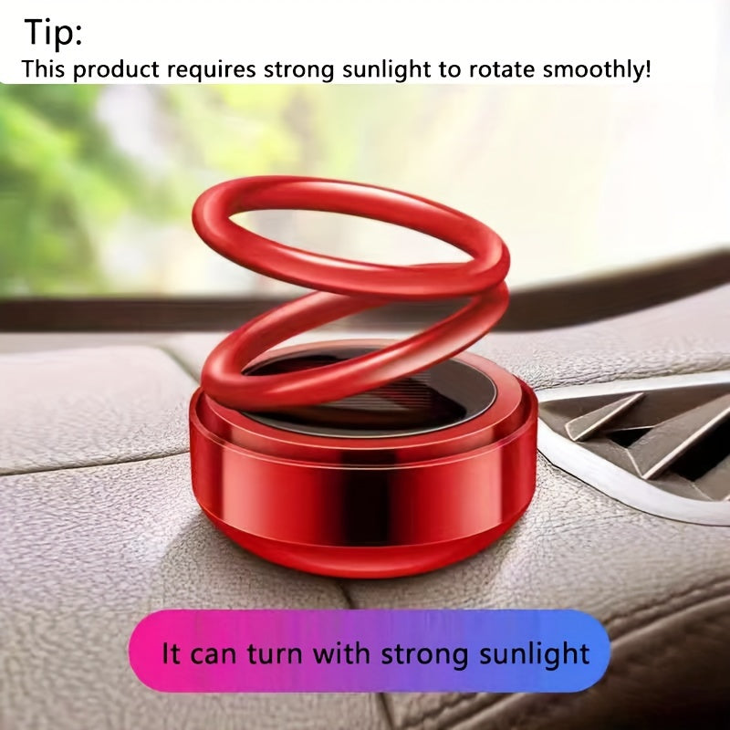 Dual-Ring Car Air Freshener Solar Powered Fragrance Diffuser Red Metallic